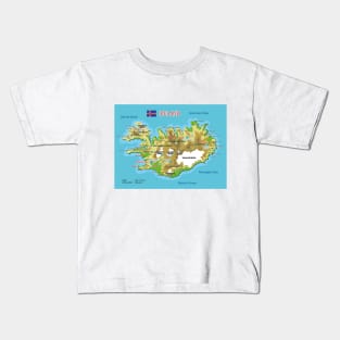 Geographic map of Iceland Kids T-Shirt